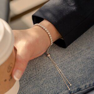 Adjustable Tennis Bracelet | 3mm CZ in Platinum-Plated Sterling Silver